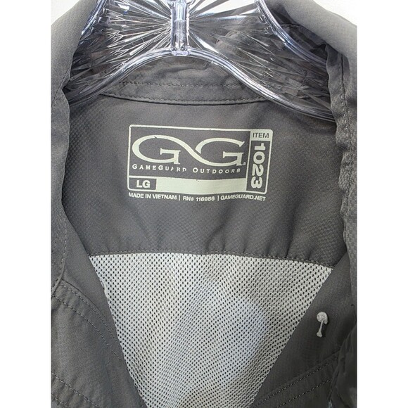 Game Guard Shirt Mens L Gray Button Up Camp Fishing Hunting Vented GG - Picture 5 of 15